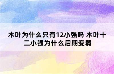 木叶为什么只有12小强吗 木叶十二小强为什么后期变弱